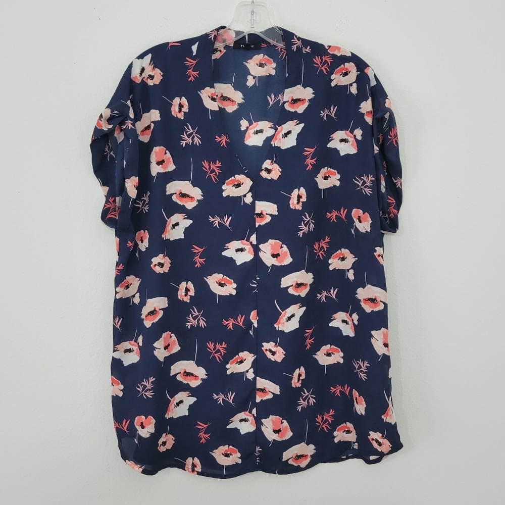 Pleione Flowy Floral Cap Sleeve Top Blouse Women's XL